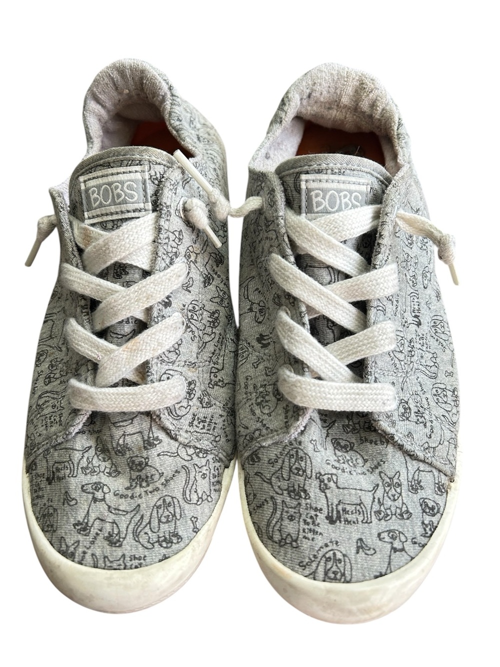 BOBS from Skechers Grey Canvas Sneakers with Dog Print